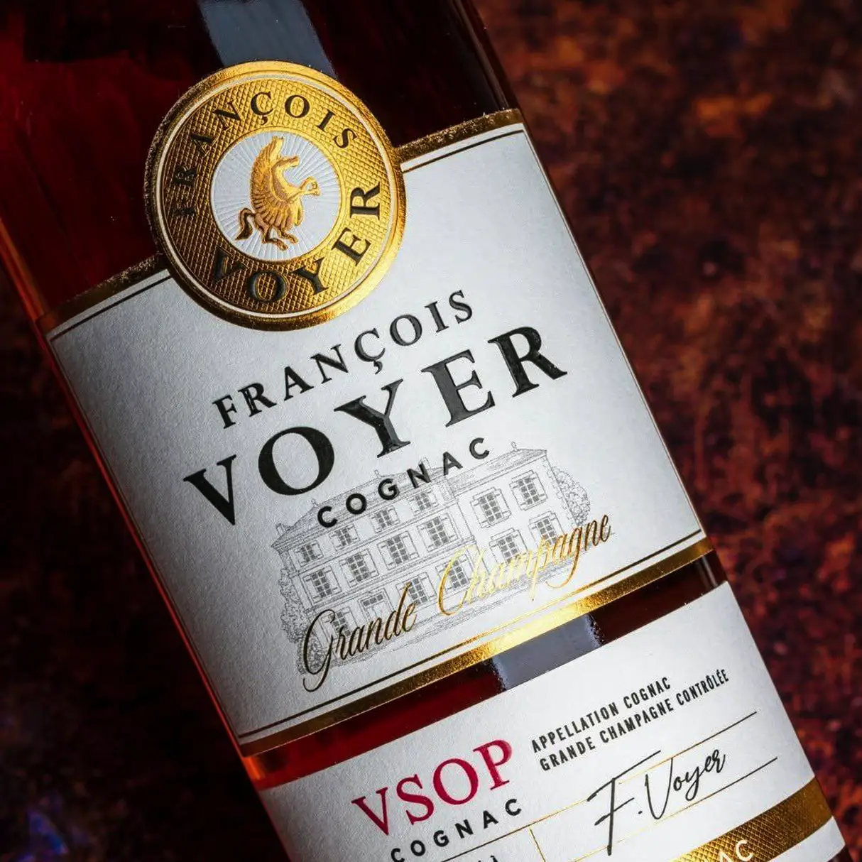 Этикетка коньяка François Voyer VSOP с надписью Grande Champagne