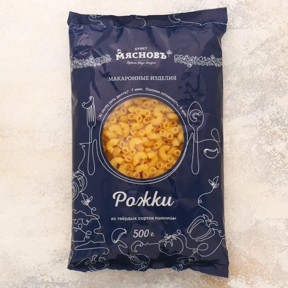 Макаронные изделия Рожки высший сорт 500г