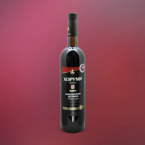 вино ХОРУМИ АЛАЗАНСКАЯ ДОЛИНА ординарное сортовое 10-15% 0.75, красное, полусладкое, Грузия