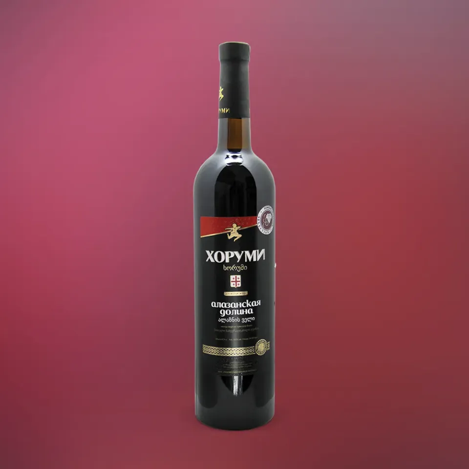 вино ХОРУМИ АЛАЗАНСКАЯ ДОЛИНА ординарное сортовое 10-15% 0.75, красное, полусладкое, Грузия