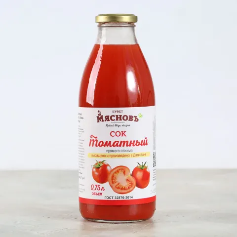 Сок томатный с мякотью прямого отжима 0,75л