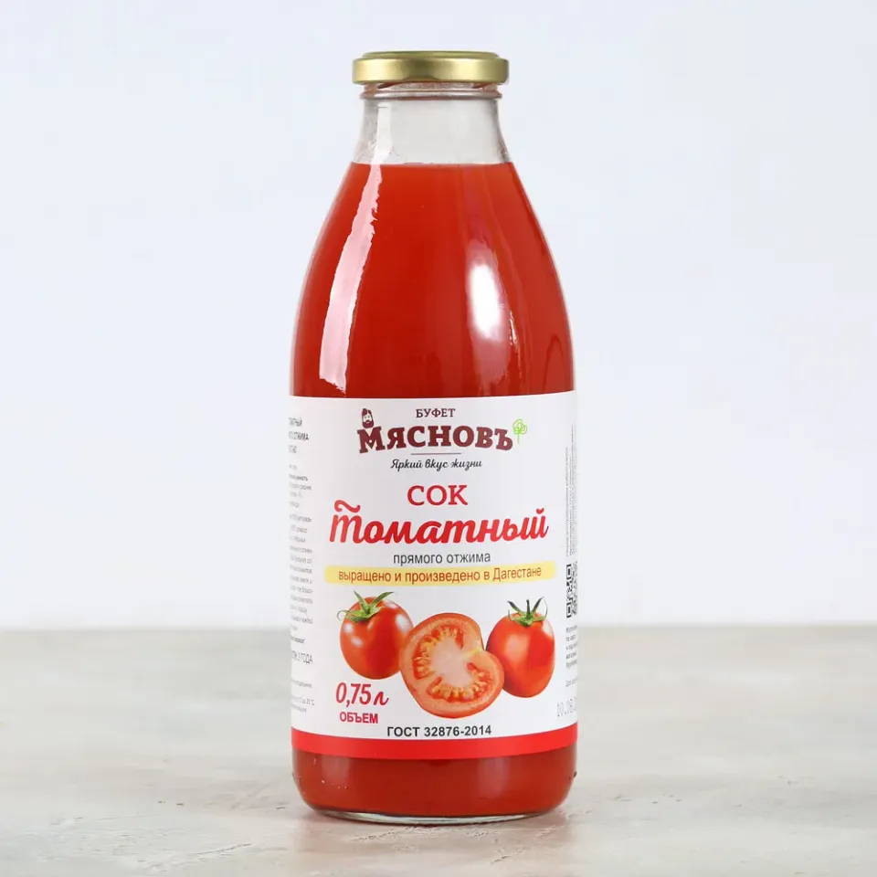 Сок томатный с мякотью прямого отжима 0,75л