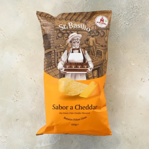 Чипсы картофельные с сыром чеддер Сеньор Базилио 100г Португалия