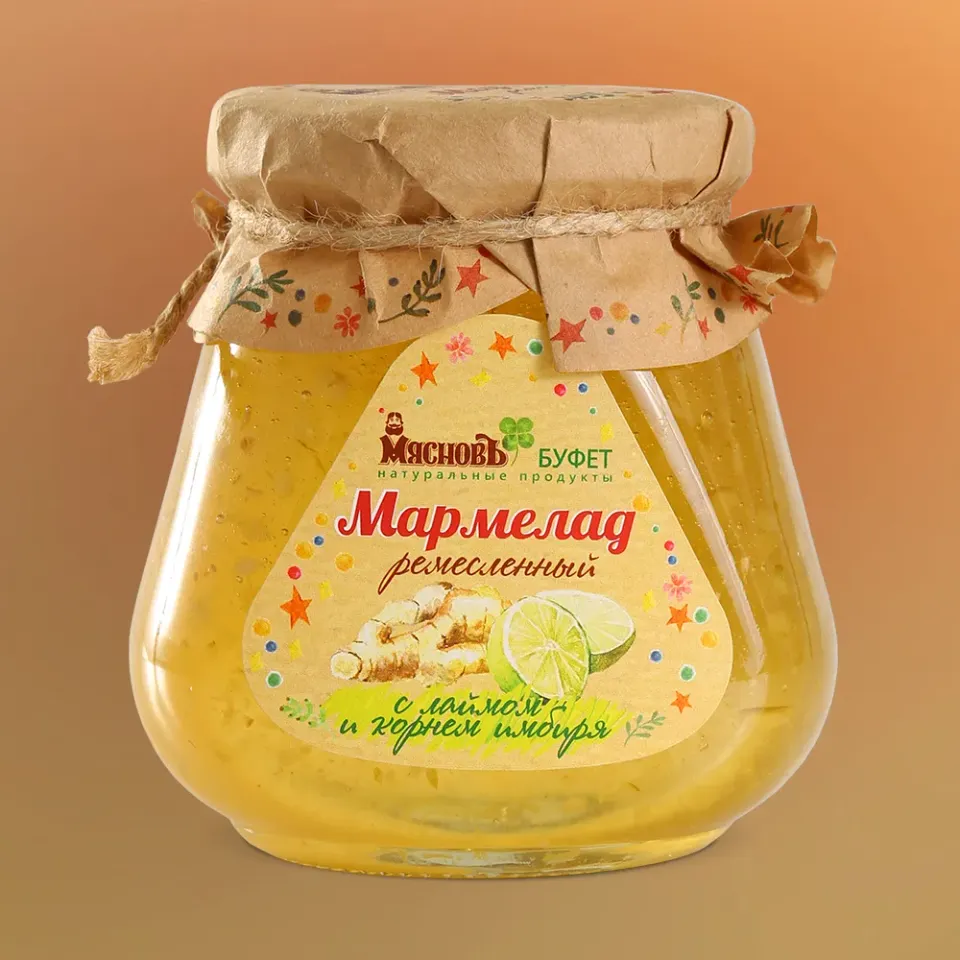 Мармелад ремесленный с лаймом и корнем имбиря 300г