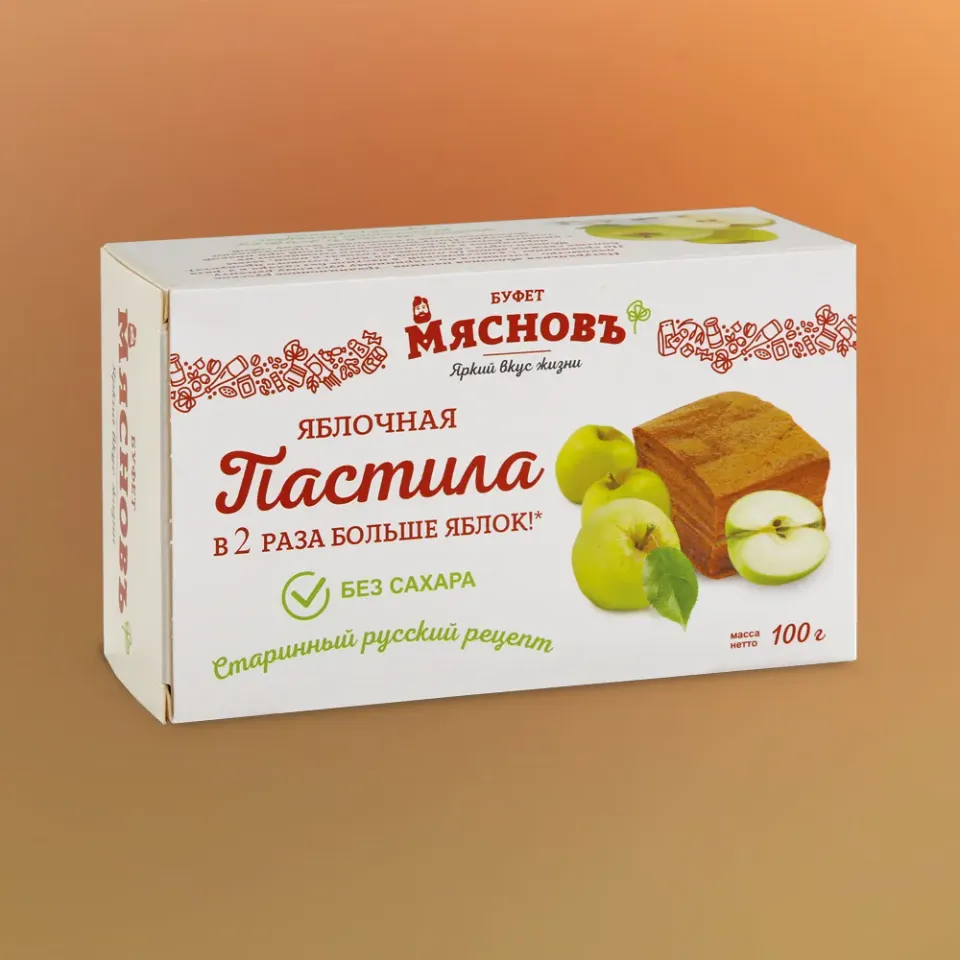 Пастила яблочная классическая без сахара 100г