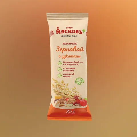 Батончик зерновой с цукатами 35г