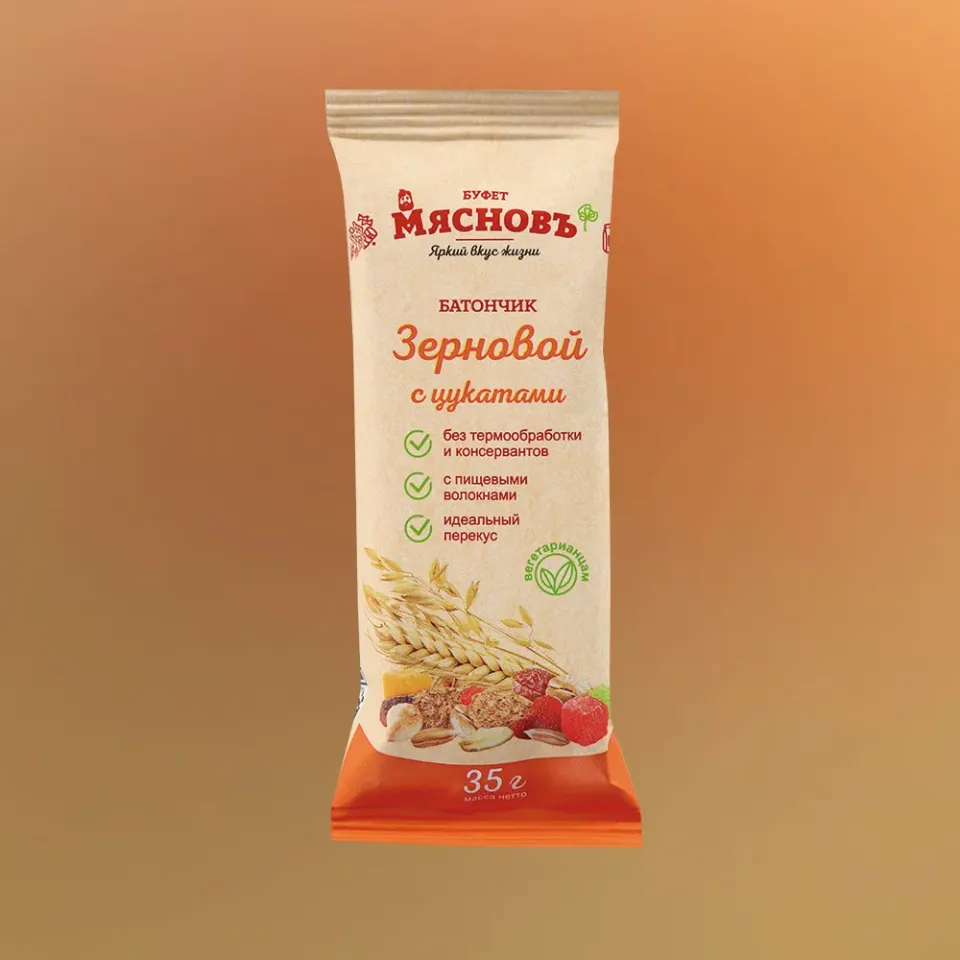 Батончик зерновой с цукатами 35г
