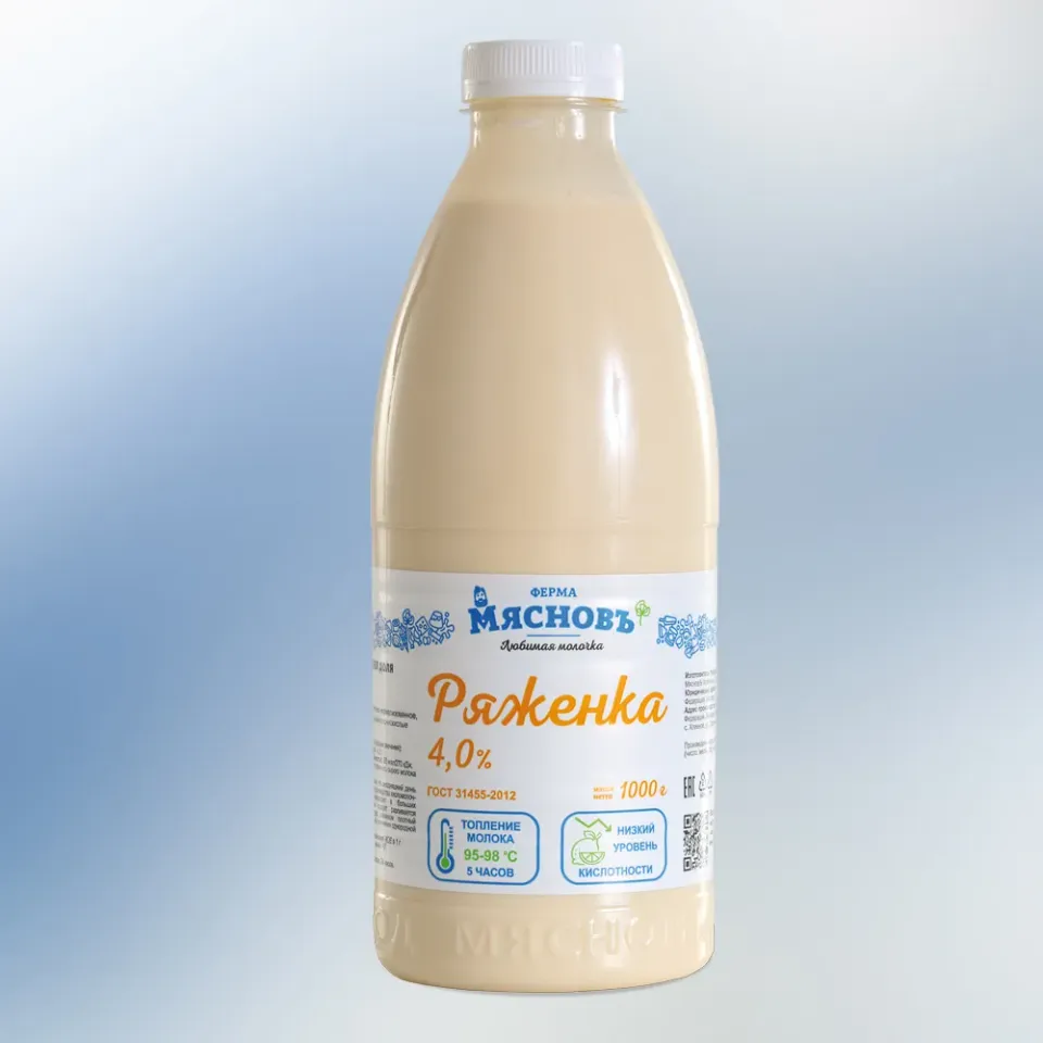 Ряженка 4% ГОСТ 1кг, ферментация 6ч