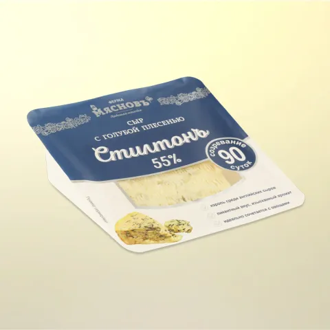 Сыр Стилтонъ с голубой плесенью 55%, созревание 90 суток