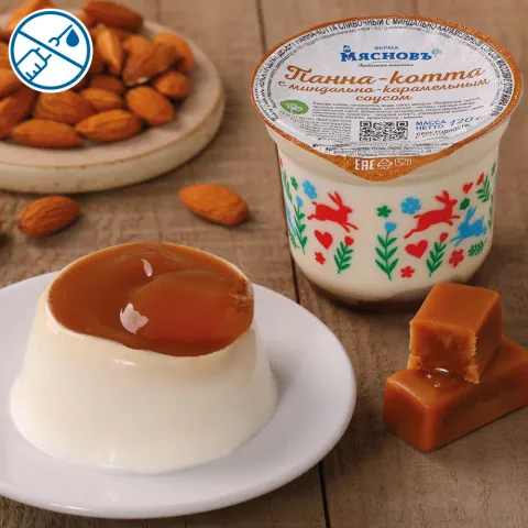 Десерт сливочный Панна-котта с миндально-карамельным соусом 10% 120г