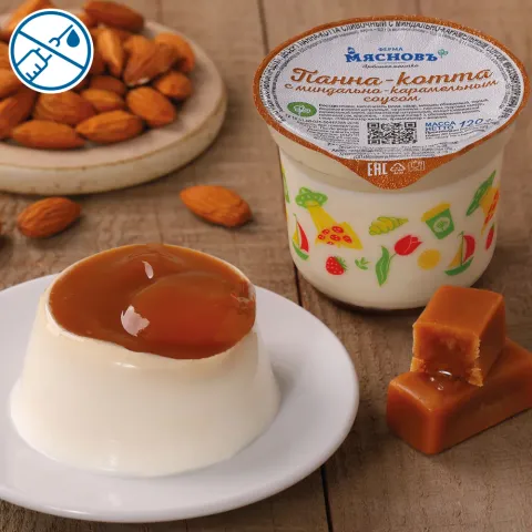 Десерт сливочный Панна-котта с миндально-карамельным соусом 10% 120г