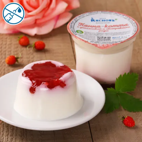 Десерт сливочный Панна-котта с земляникой и экстрактом розы 10% 120г