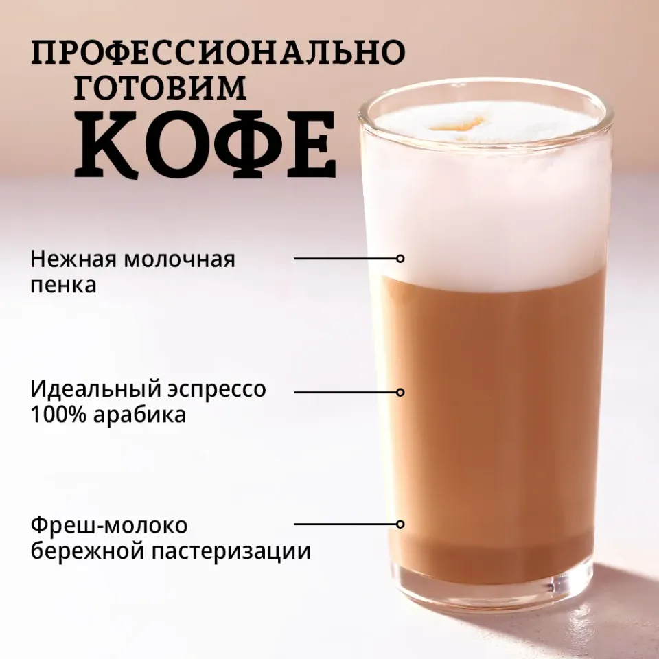 Латте из 100% Арабики и фреш-молока 220мл