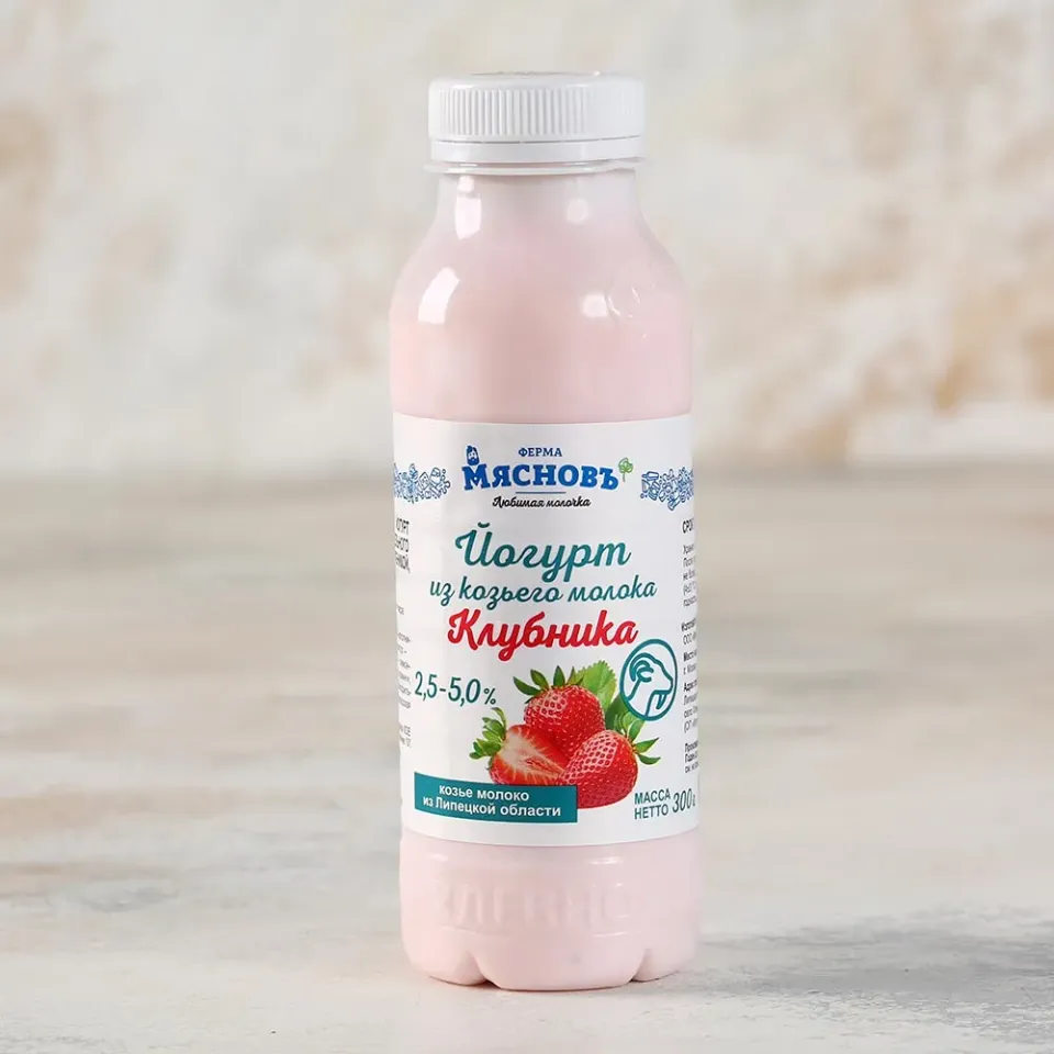 Йогурт из козьего молока с клубникой 2,5-5,0% 300г, ферментация 6ч