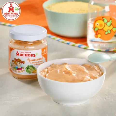 Пюре детское из цыпленка с картофелем и капустой МясновЪ ВКУСНЯШКА 100г