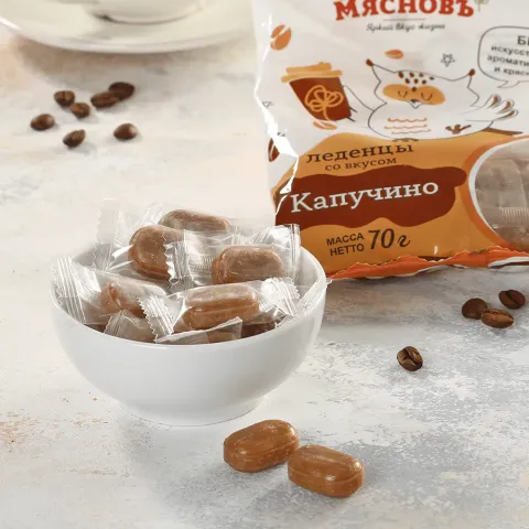 Карамель леденцовая со вкусом капучино 70г