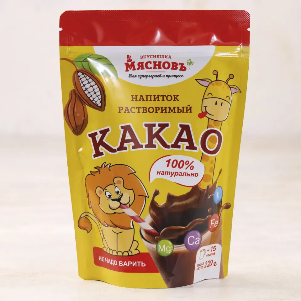Какао растворимый натуральный МясновЪ ВКУСНЯШКА 220г