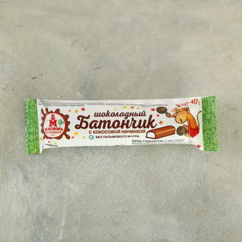 Батончик шоколадный с кокосовой начинкой МясновЪ ВКУСНЯШКА 40г