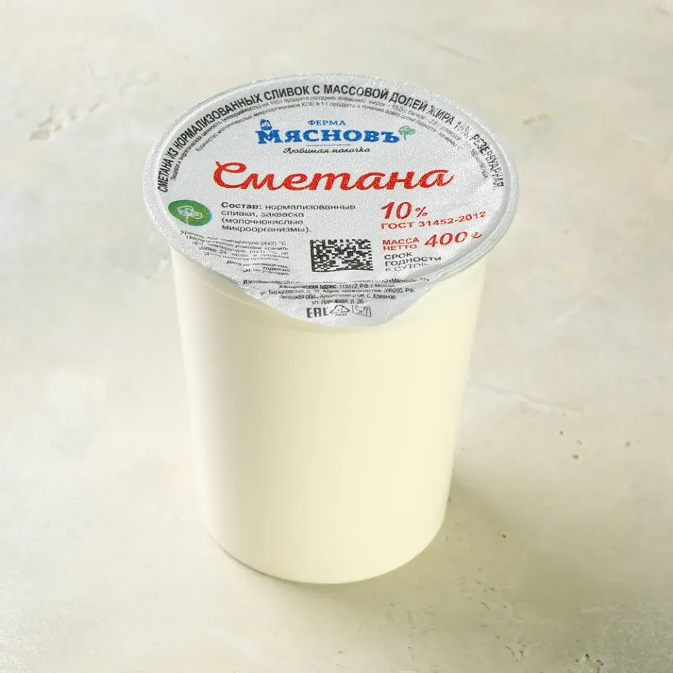 Сметана 10% ГОСТ 400г, ферментация 12ч