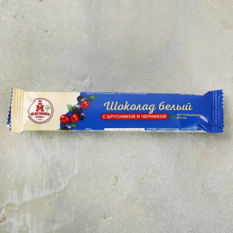 Шоколад белый с брусникой и черникой 30г