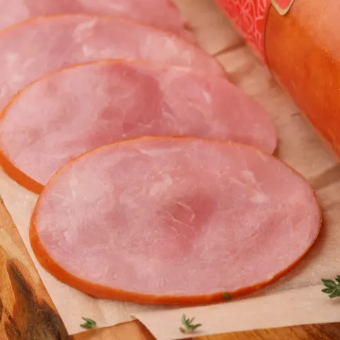 Ветчина МясновЪ По-Царски варёная в оболочке фиброуз