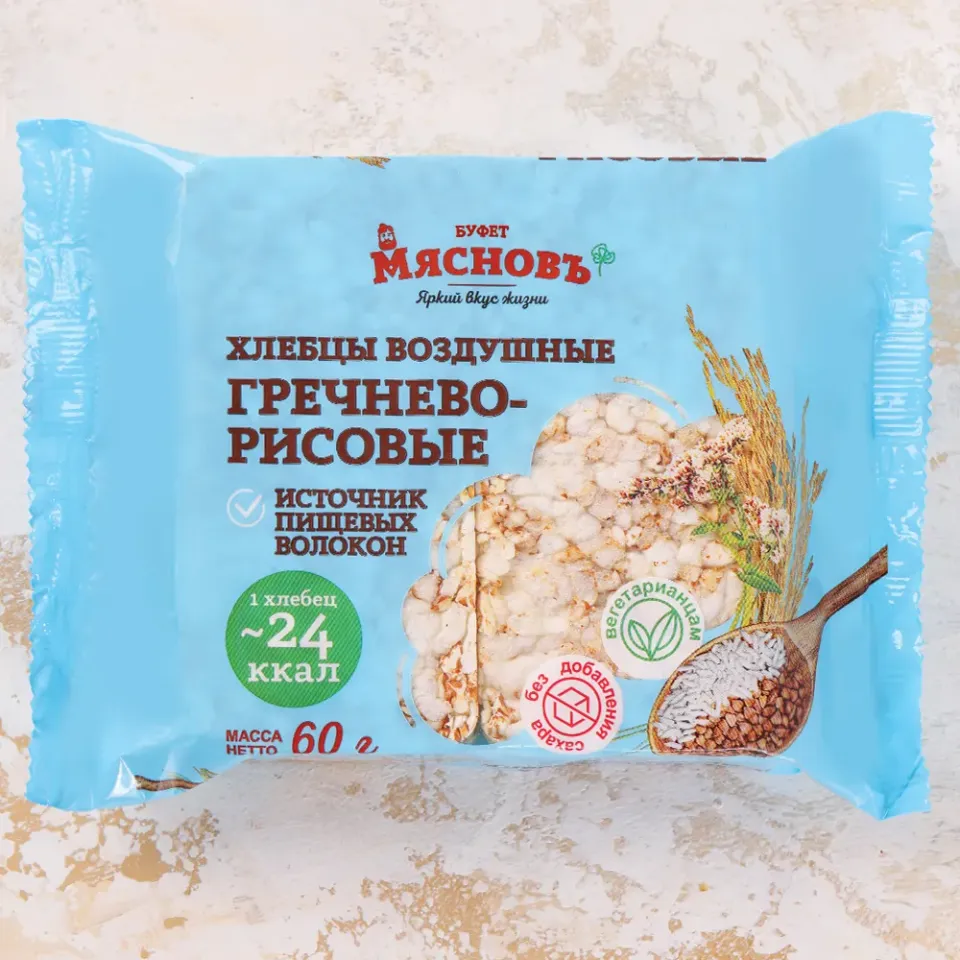 Хлебцы воздушные гречнево-рисовые 60г