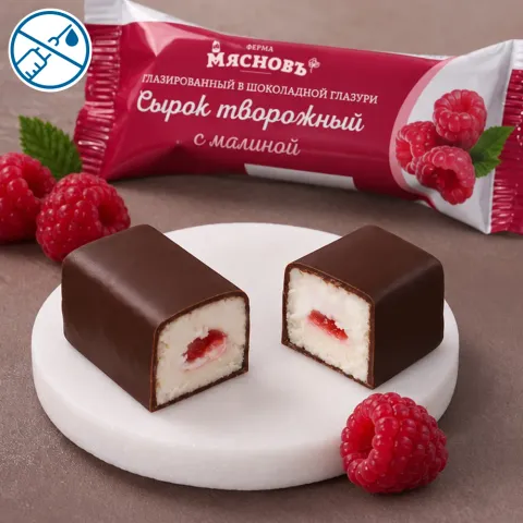 Сырок творожный с малиной в шоколаде 23% ГОСТ 45г