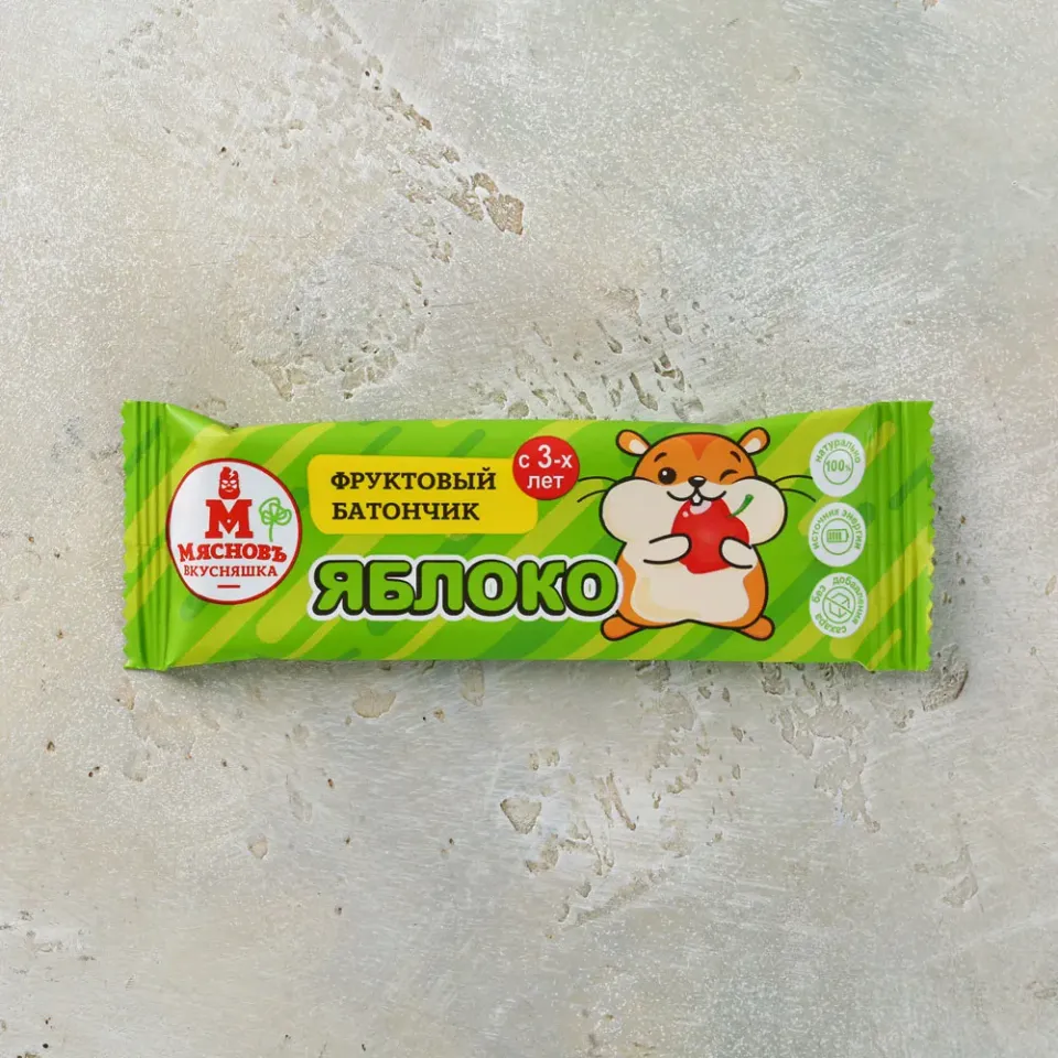 Батончик фруктовый яблочный МясновЪ ВКУСНЯШКА для детского питания 25г