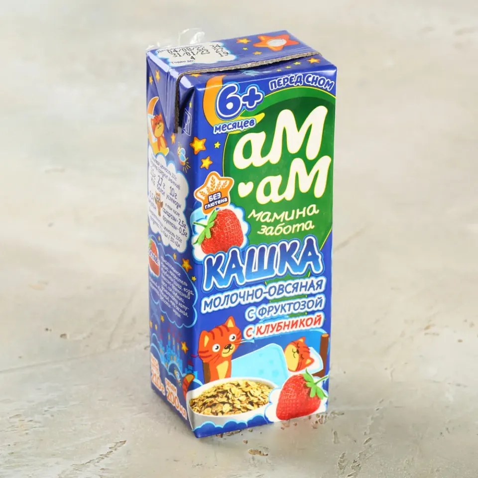 Кашка молочно-овсяная с клубникой 2.5% 210г