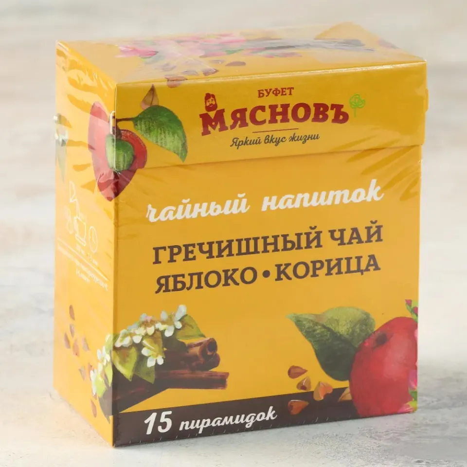 Напиток чайный Гречишный чай яблоко-корица в пирамидках 15 шт.
