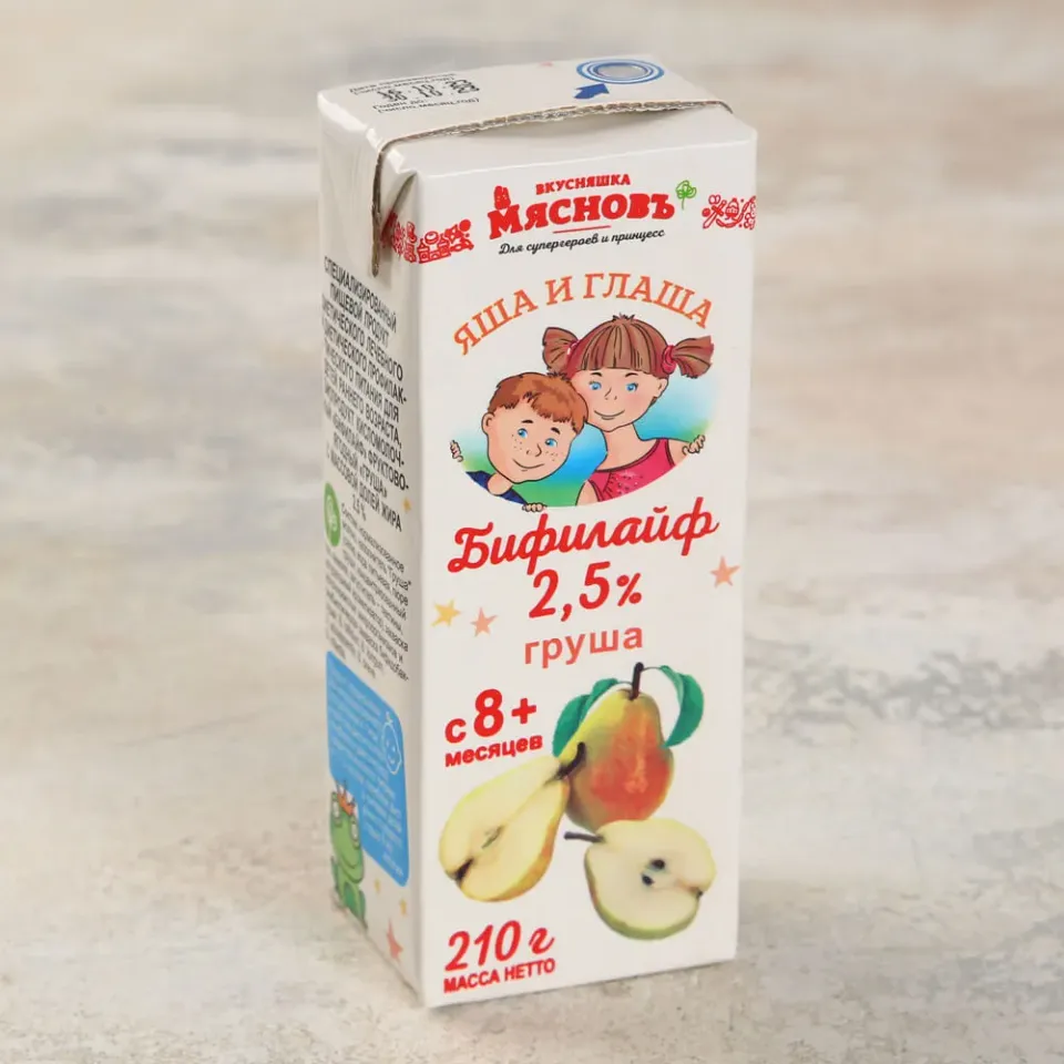 Бифилайф детский 2,5% груша МясновЪ ВКУСНЯШКА 210г