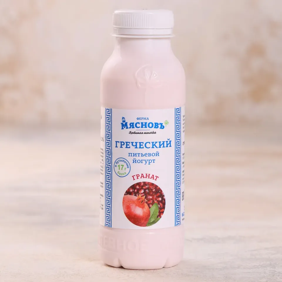 Йогурт греческий питьевой гранат 2,8% 300г (высокое содержание белка), ферментация 6ч