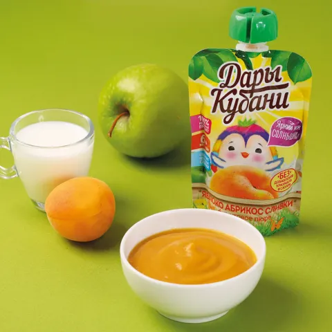 Пюре из яблок и абрикосов со сливками для детского питания 90г