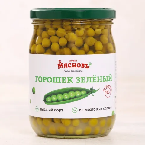 Горошек зеленый из мозговых сортов 500г
