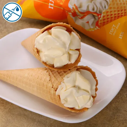Мороженое пломбир ГОСТ со вкусом соленая карамель 15% в сахарном рожке 100г