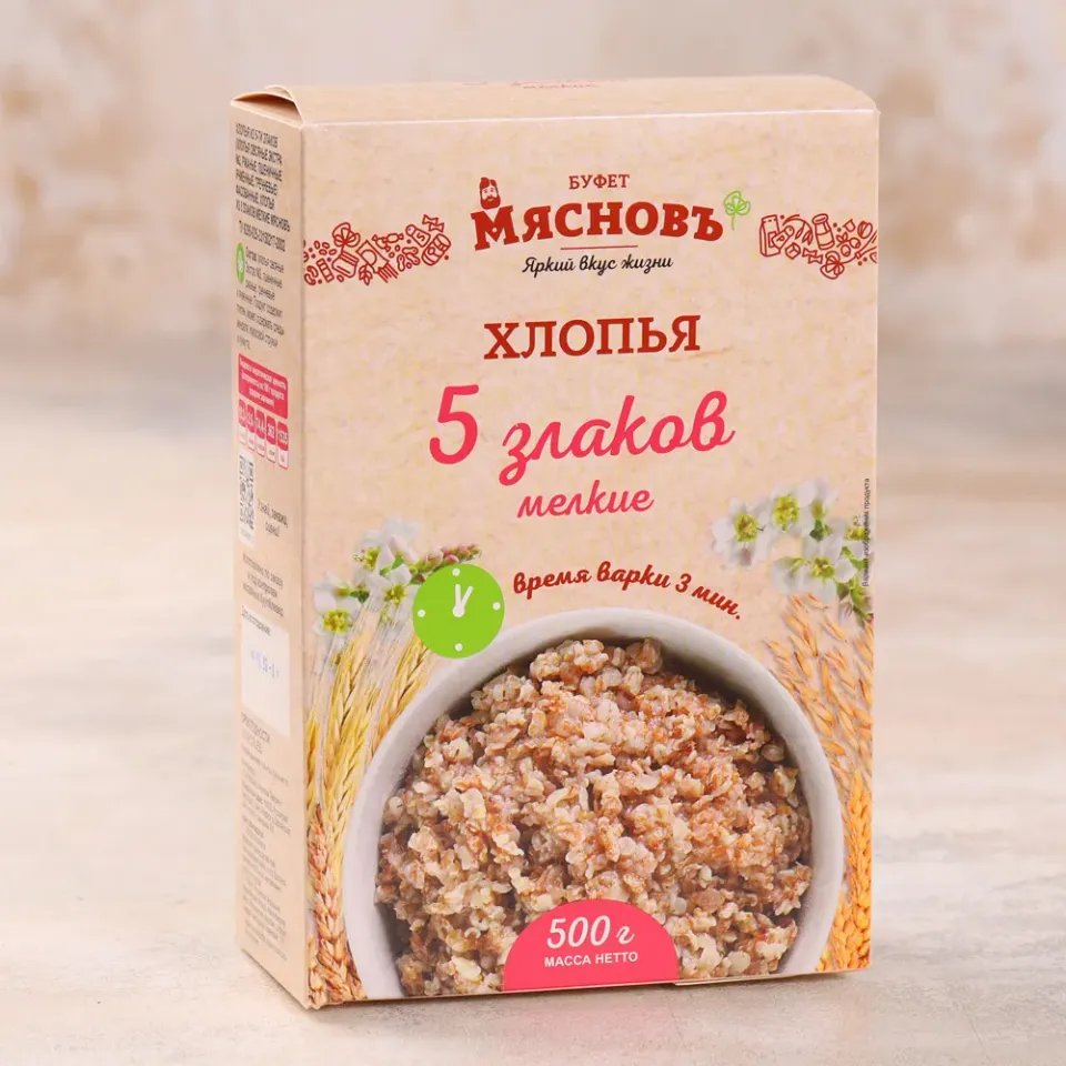 Хлопья 5 злаков мелкие 500г