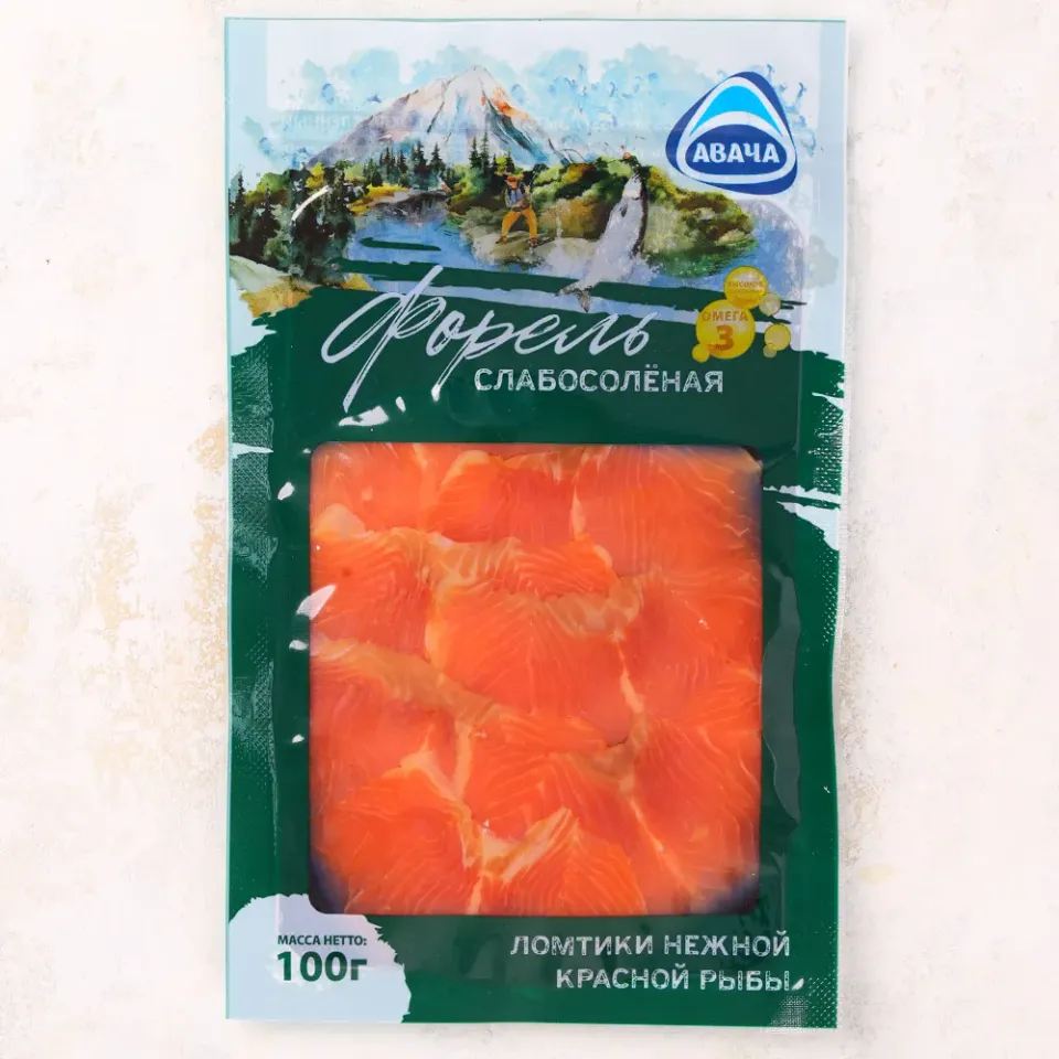 Форель слабосолёная филе-ломтики 100г