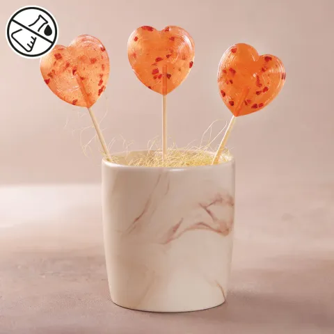 Карамель леденцовая фигурная в форме Сердца с кусочками малины 15г