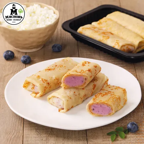 Блинчики с черникой и творожным сыром