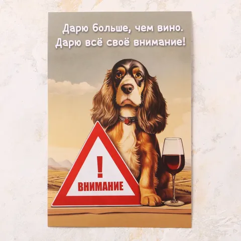 Открытка поздравительная Дарю больше, чем вино Гав!