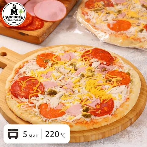 Пицца Мясная острая охлажденная для запекания 25см 360г, ферментация 24ч