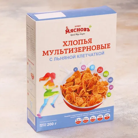 Хлопья мультизерновые с льняной клетчаткой 200г