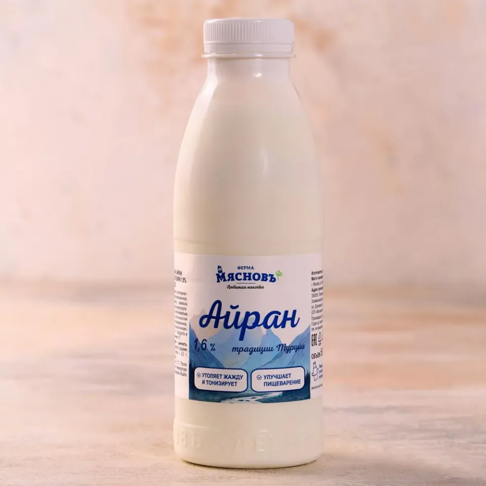 Айран 1,6% напиток кисломолочный 500мл, ферментация 6ч