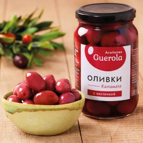 Оливки черные Каламата с косточкой Асейтунас Герола 340г Египет