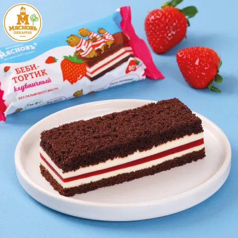 Пирожное молочно-клубничный беби-тортик 80г