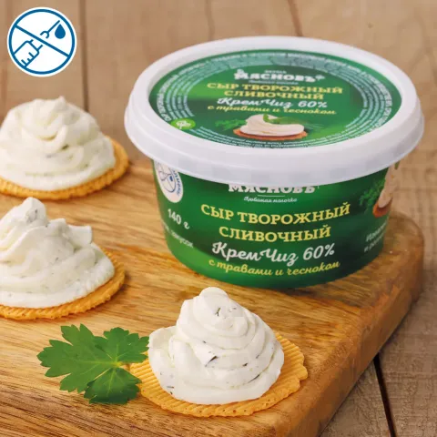 Сыр творожный Кремчиз с травами и чесноком 60% 140г, Сернур
