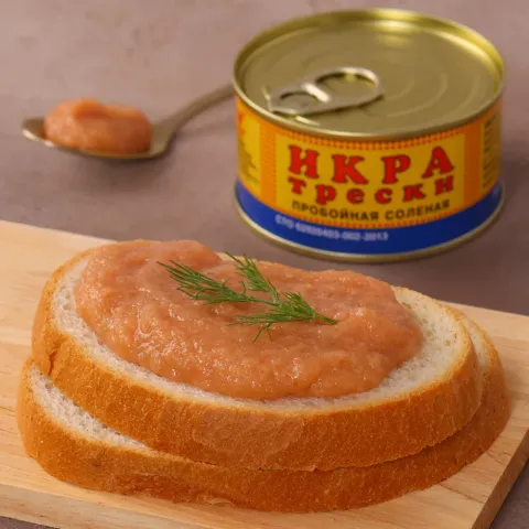 Икра трески пробойная соленая 130г