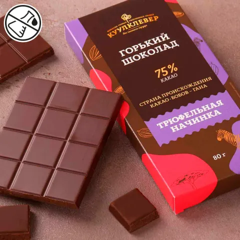 Шоколад горький 75% с трюфельной начинкой 80г