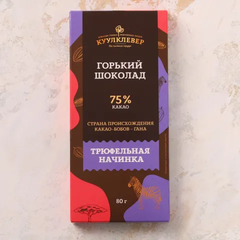 Шоколад горький 75% с трюфельной начинкой 80г