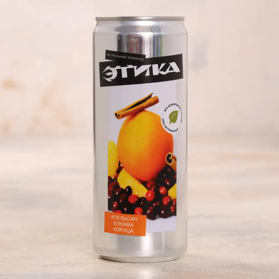 Напиток на соке Этика апельсин-клюква-корица среднегазированный 0,33л